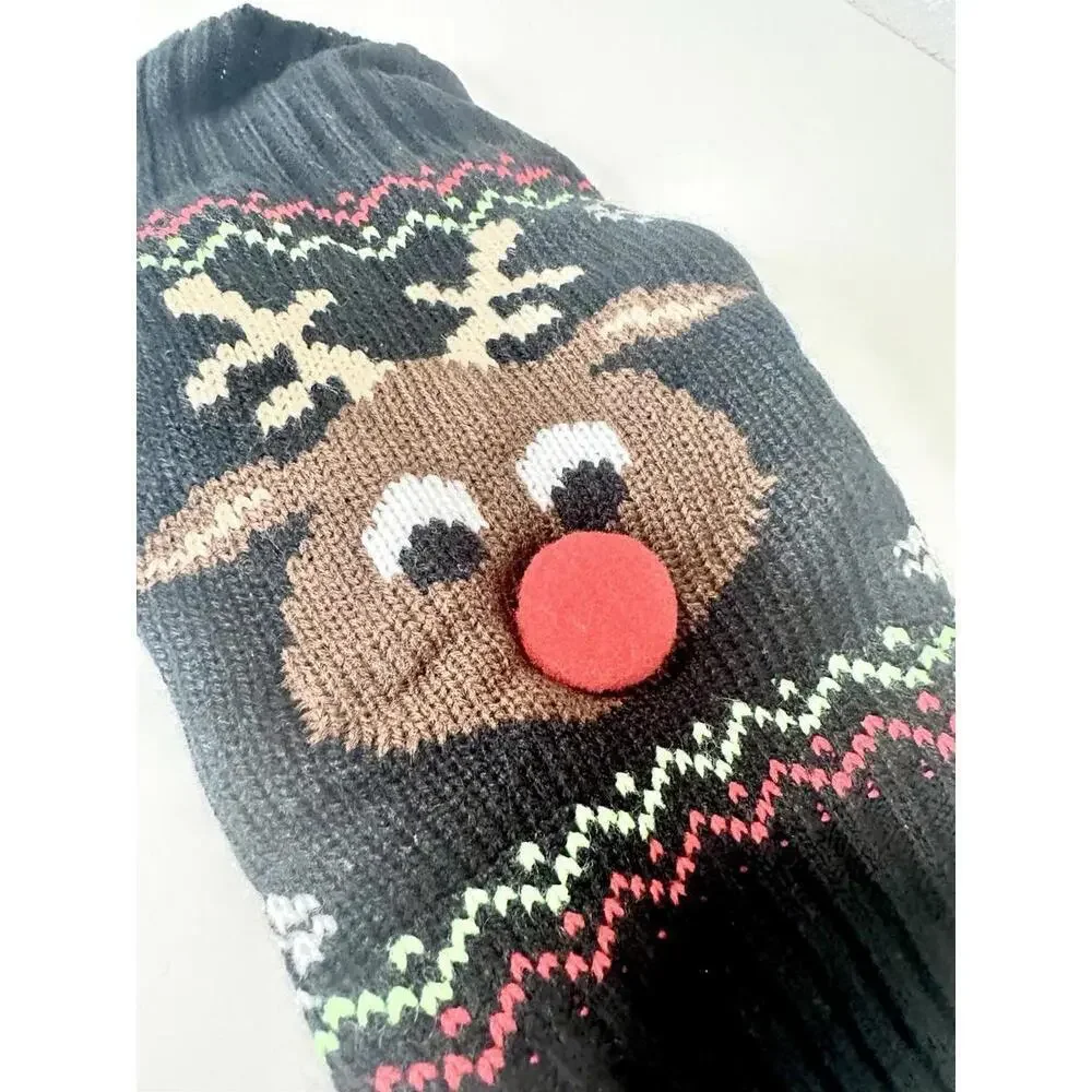 NEW Small Dog Sweater Pet Holiday Christmas Clothes Rudolph Red Nose Knit Size S